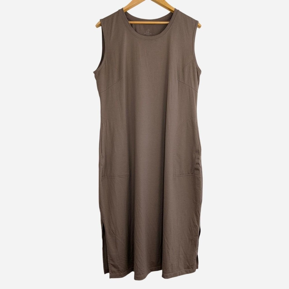 WOOLX Cassie Merino Wool Tank Dress Peppercorn Brown Size XL